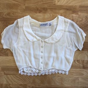 VINTAGE SHEER CROPPED BLOUSE SZ SM/M